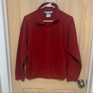 Columbia Women's Full Zip Fleece Red Jacket with Pockets Size Medium Petite
